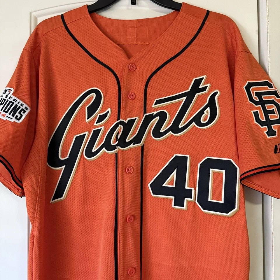 Camiseta SF Giants #40 Majestic Cool Base Tamanho 44 2014 WS Champs Patch EUA Bumgarner - Imagem 4 de 4