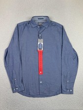 Ted Baker Shirt Mens Medium Blue Herringbone Cotton Long Sleeve Button Up NEW