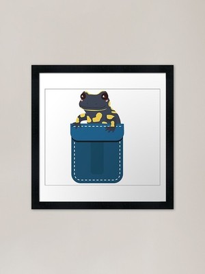 Niedlicher Frosch Tasche gerahmter Kunstdruck gerahmt Wandbild Poster Leinwanddruck Bild