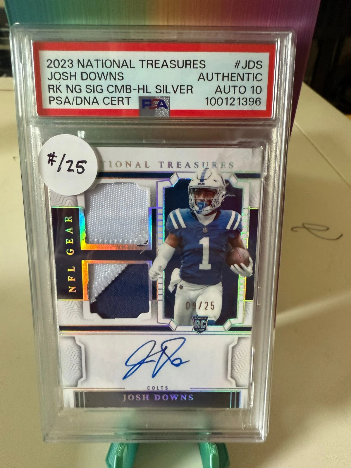Josh Downs Panini National Treasures Rookie NFL Gear Signatures Combos #JDS Holo Silver