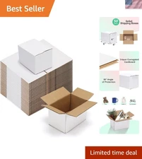 Reliable 50 Pack White 6x4x4 Mailer Boxes - Sturdy Kraft Corrugated Shipping