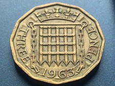 1963 Elizabeth II British Threepenny