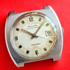 Bulova Oceanographer 333 Feet Watch Date N1 For Parts Repair