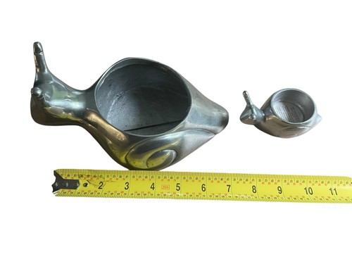 Cast Aluminum Snail Planter And Tealight Candleholder Vintage - Picture 3 of 9