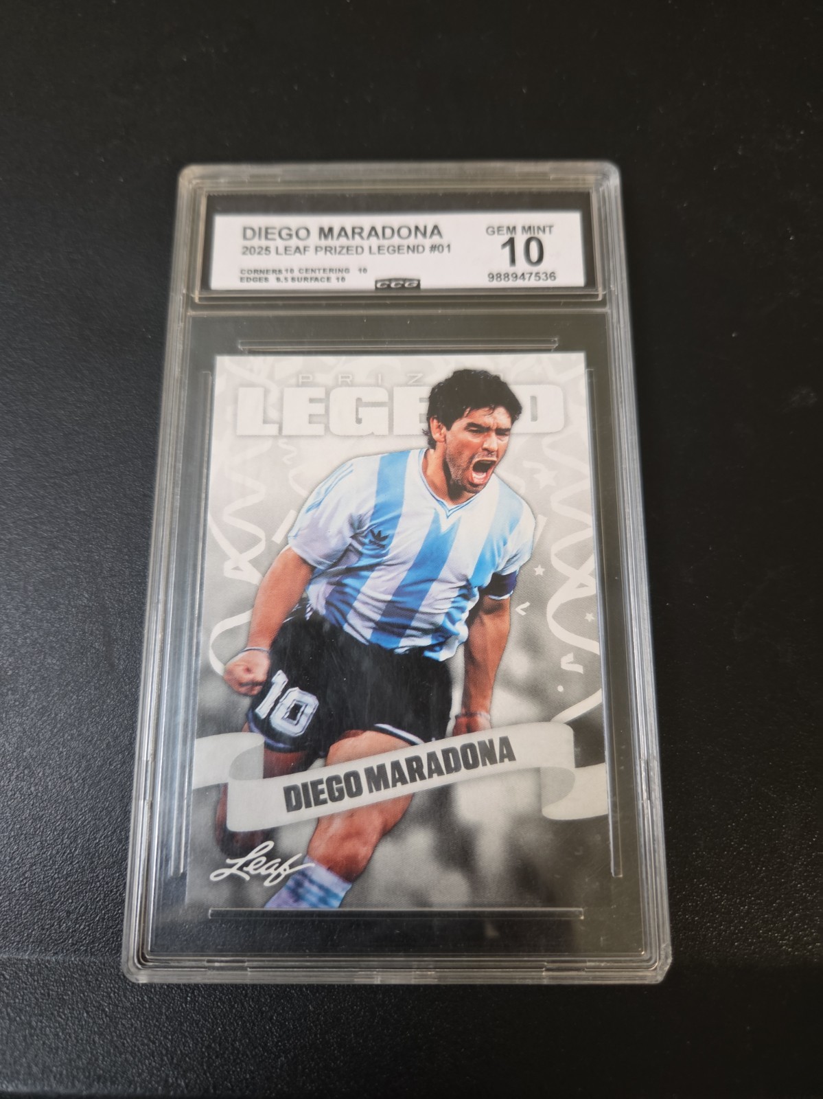 Leaf 2025 Prized Legend Diego Maradona #01 CSG 10 Argentina Soccer Card