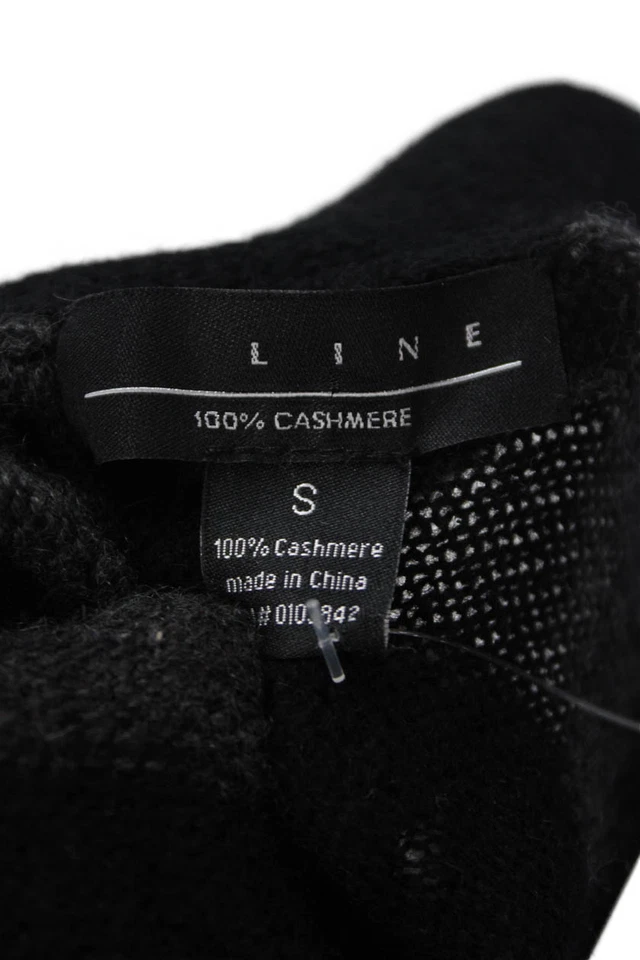 Cárdigan Suéter Line Mujer Cachemira Rayas Frente Abierto Tejido Negro Talla S Foto 4 de 4