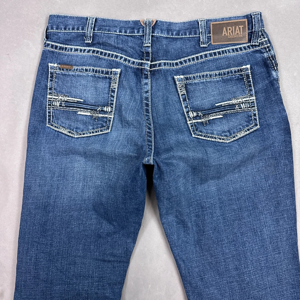 Jeans Ariat Hombre 38x36 Azul M4 Bootcut Adkins Turnout Western Distress (Etiqueta 36x36) Foto 4 de 4