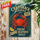 Seafood Restaurant Lobster Bar Sign Vintage Kitchen Diner Pub Metal Tin Plaque