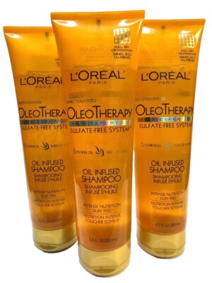 3 loreal oleo therapy oil infused shampoo 8.5oz ea scuffed bottles