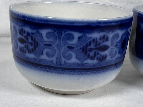 Antique Set Of 2 Johnson Bros. Flow Blue "The Trieste" Flat Replacement Cups - Picture 11 of 21