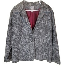 Chico's Black White Metallic Shimmer Blazer Jacket Women's Sz 3 Large Wool Blend