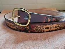 JESUS IS LORD genuine leather belt  buckle.