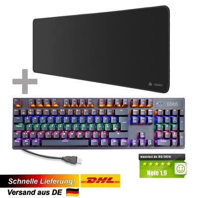Set:  USB-Gaming-Tastatur Mychanics Eaxus + Aukey XXL Gaming-Mauspad 80x30cm PC