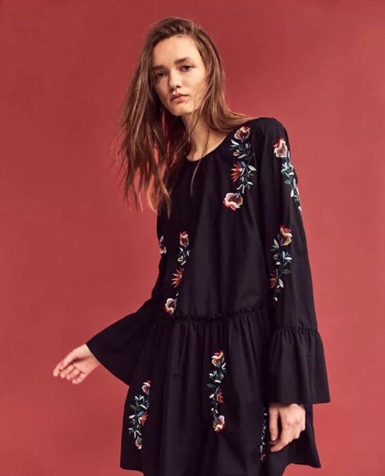 sheer embroidered dress zara ZARA White Pleated Sheer Embroidered Dress | Brand New