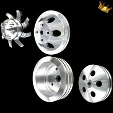 Billet Small Block 4 Pulley Set Fits Sb Chevy 350 383 400 With Long Wp Ac And Ps
