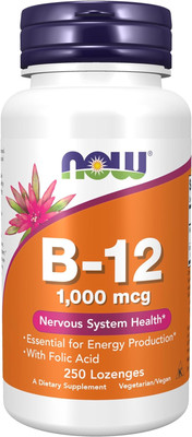 Supplements, Vitamin B-12 1,000 Mcg with Folic Acid, Nervous System Health*, 250