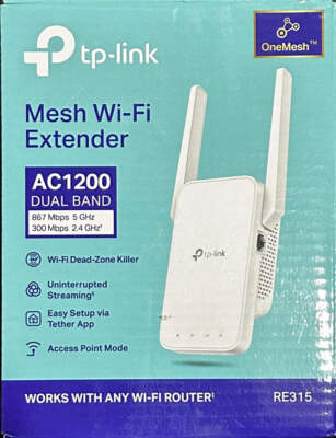 TP-Link RE315 Mesh Wi-Fi Range Extender AC1200 Dual-Band Wireless
