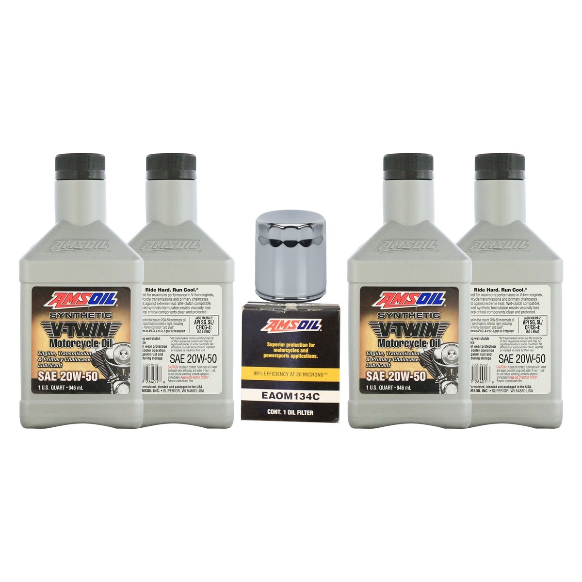 Amsoil V-Twin Oil Change Kit HDCK 20W-50 Motorcycle Oil Oil