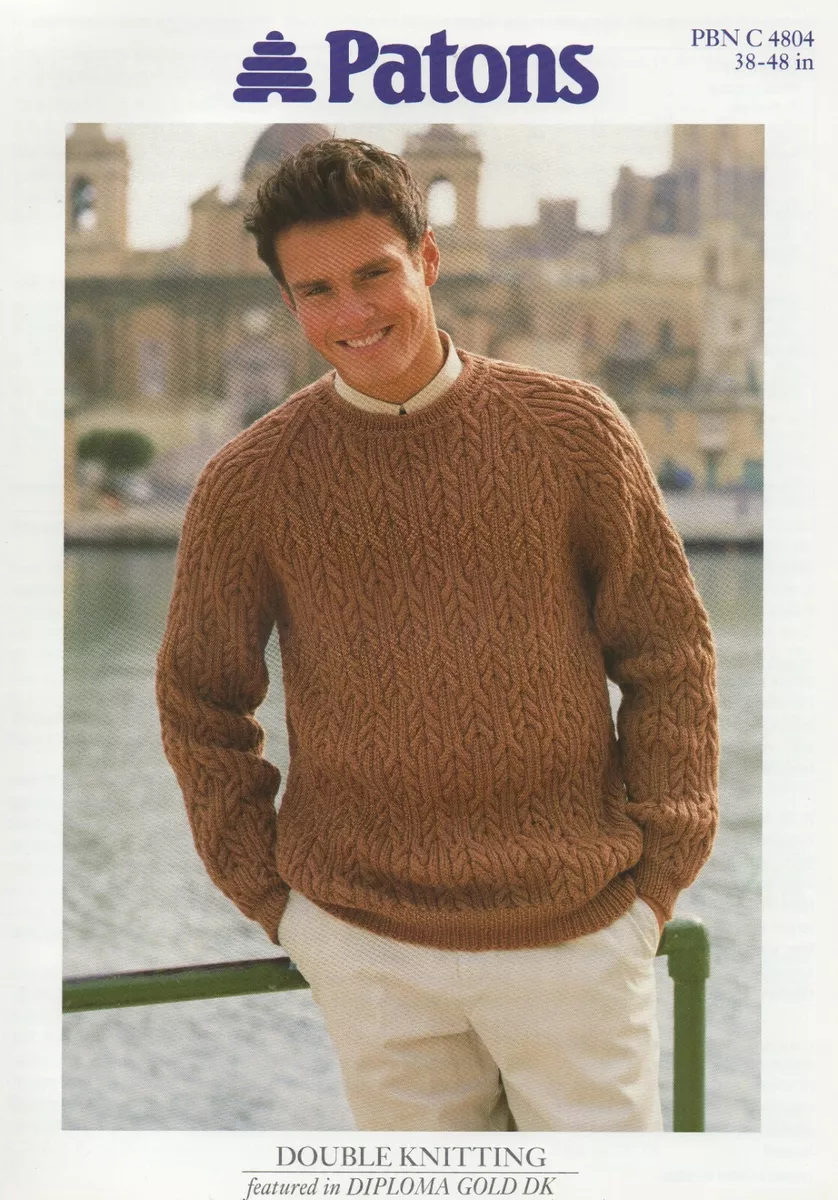 4804 Double Knitting Pattern For Men s Round Neck Sweater Chest Size 38 to 48