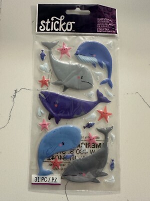 Sticko Dimensional 3-D STI Whale DS Multi-Color Starfish Fish Scrapbooking Craft