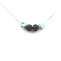 Steine Und MinéRaux. Halskette Larimar Von Republik Dominikanische + Beads Lava