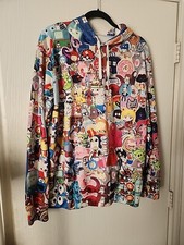 Cosplay Anime Hoodie L/XL All Over Multi Cartoon Animated Print Unisex