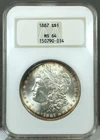 1887 U.S. $1 Morgan Silver Dollar NGC MS64 ~ Old Fatty Holder ~ Rim Toner