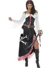 Ladies Sultry Swashbuckler Buccaneer Pirate Fancy Dress Costume UK Size 8-10