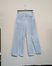 Front Slit Wide Leg High-Rise Jeans SMALL