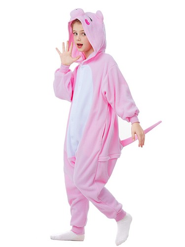 Kids Pink Pig One-piece pajamas For Boys and Girls Halloween Cosplay Costumes - Picture 21 of 50