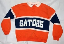 Vintage Nutmeg Mills Gators Men's Medium Rugby Polo Collared Sweatshirt NCAA 80s