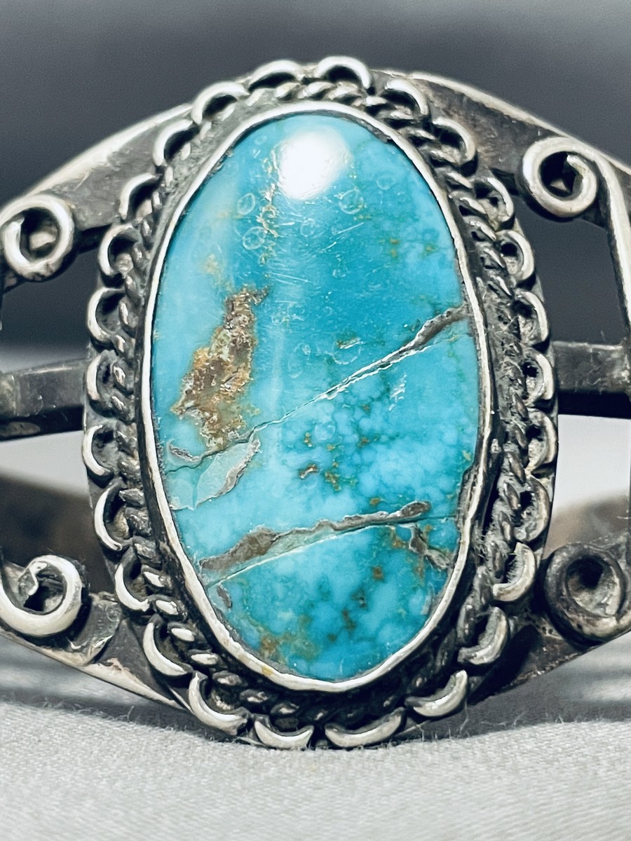 アクセサリー Vintage Navajo Turquoise Silver Bracelet EARLY 1900'S VINTAGE NAVAJO TURQUOISE STERLING SILVER BRACELET | eBay