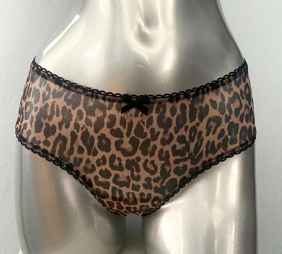 Victoria's Secret Cheeky Panty Very Sexy Animal Print Open Back Bow Mesh M - Image 3 of 3