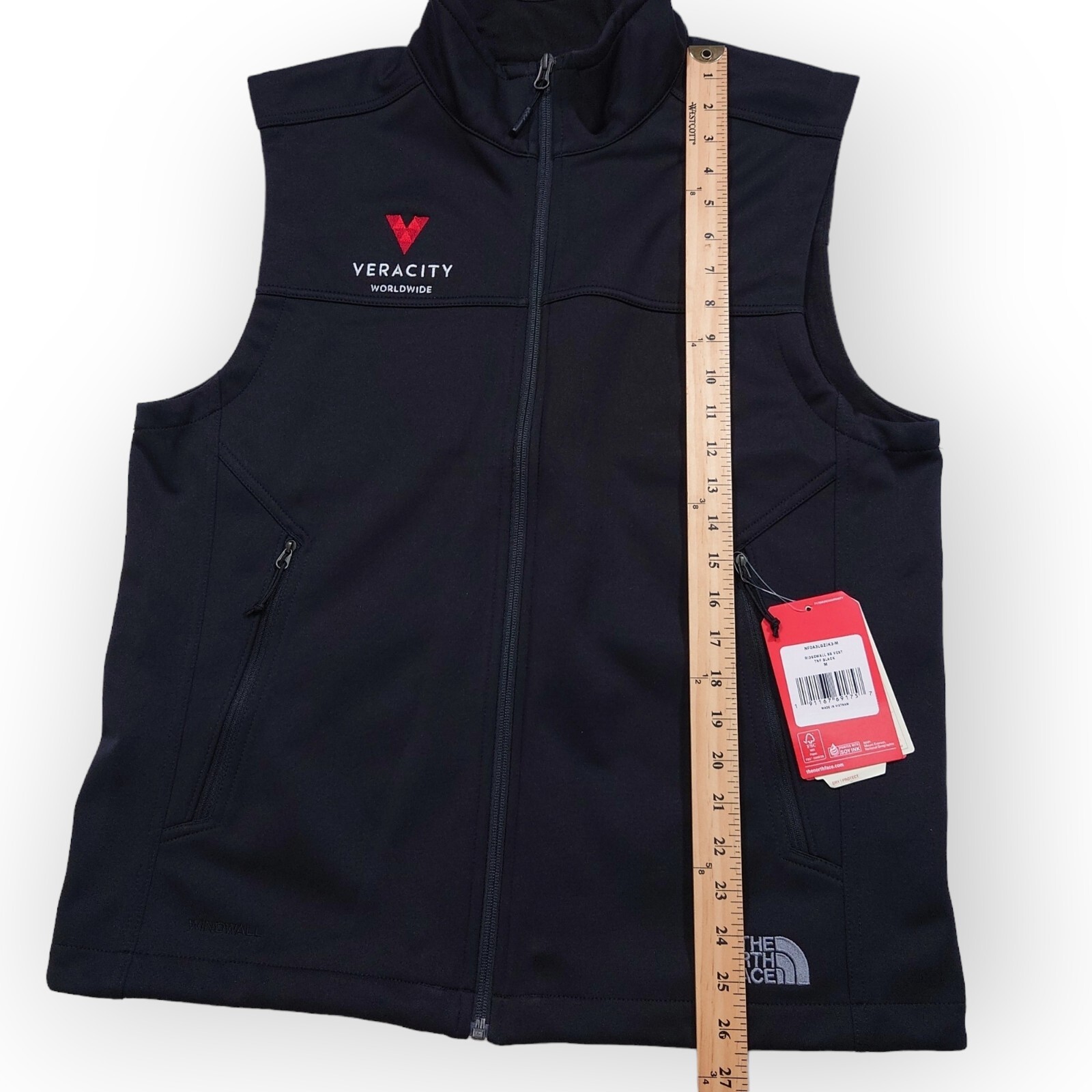 NWT The North Face Ridgewall Soft Shell Vest Zip Veracity Logo Black
