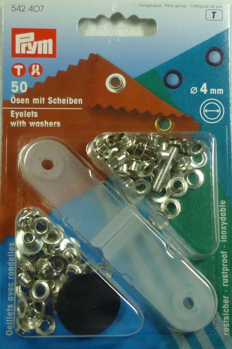 Prym 50 Eyelets with Washers and Tool 0 5 32in Silver 542407
