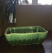 Vintage Cookson Pottery Oblong Green Blue Drip Marked 625 Made In USA