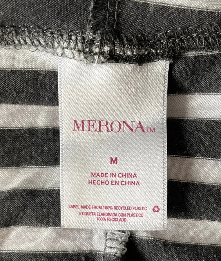 Sudadera con capucha de playa Merona mediana a rayas gris blanco usada en excelente estado para mujer Foto 4 de 4