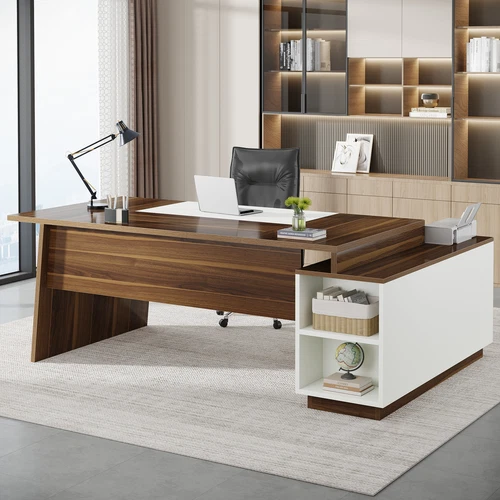 Tribesigns L-Shaped Office Desk Modern Executive Computer Desk with File Cabinet