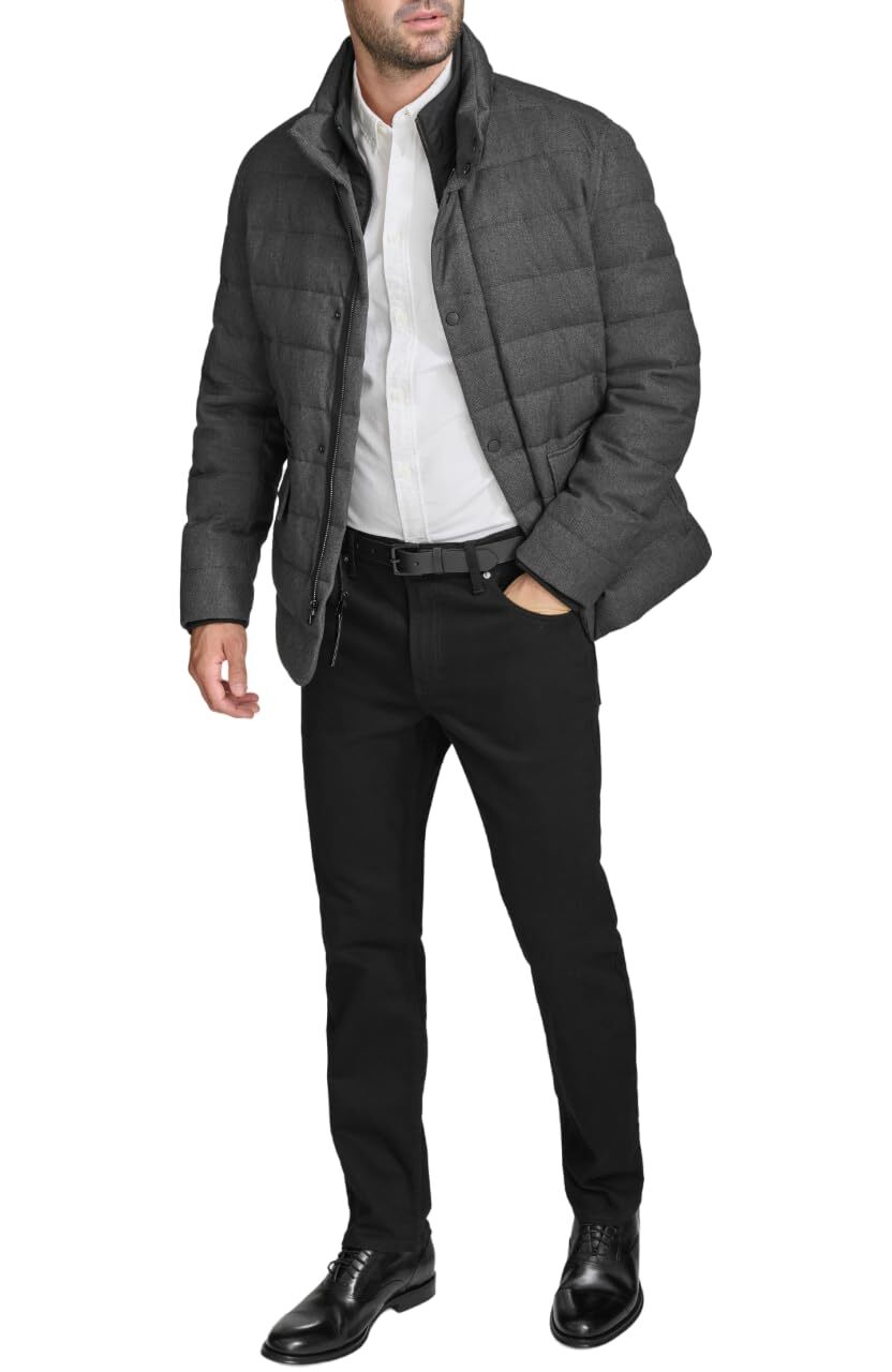 Мужское теплое повседневное пальто Cole Haan для холодной погоды, темно-серое