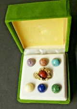Vintage Goldtone Nugget  Ring Changeable Synthetic Stones New Size 5
