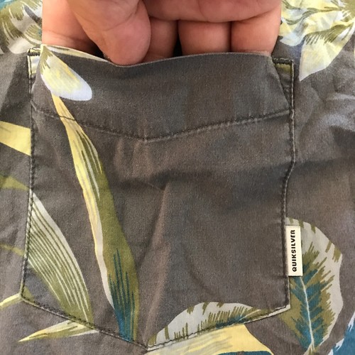 Quicksilver Modern Fit Shirt Men L Gray Floral Button Up Pocket Short Sleeve - 第 8/13 張圖片