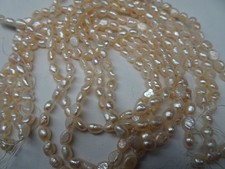 15 3/4" Strand Natural Freshwater Pearls Smooth Rice Lt Peach 5-6mm Long 87 DNG