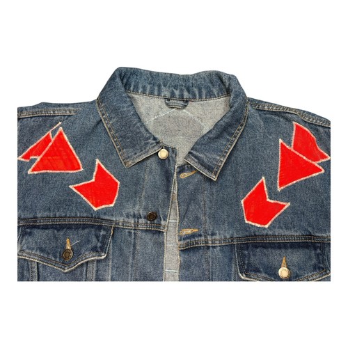 Vtg Selvedge Sanforized Men’s WRANGLER Denim Jkt Red Patch Embroidered - Picture 4 of 11