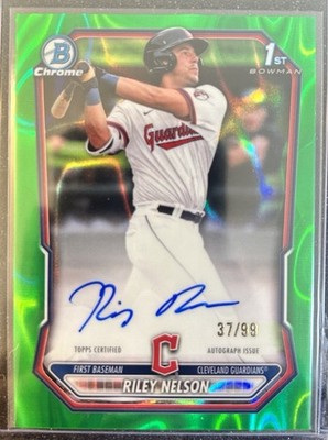 2026 Bowman Riley Nelson Chrome Auto Green Lava Refractor 1st #/99 Guardians