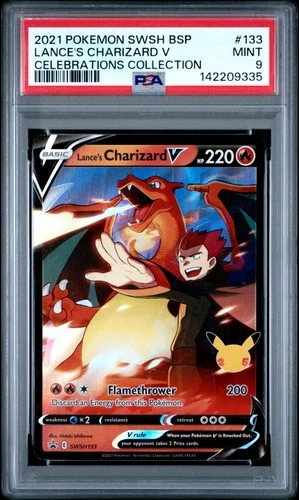 2021 POKEMON SWSH PROMO CELEBRATIONS COLLECTION LANCE'S CHARIZARD V PSA 9