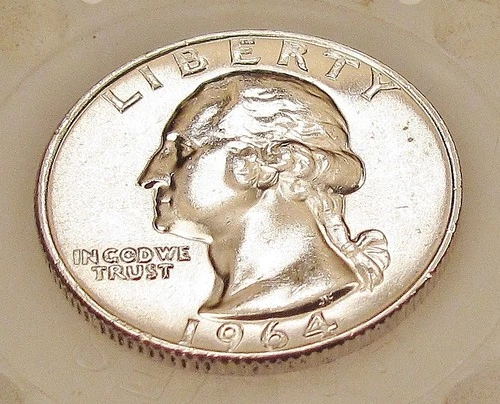 1964 Brilliant Uncirculated  Quarter 90%   Blazing Cartwheel Luster #309-35