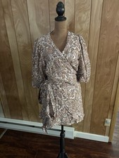 MINKPINK Jedda Paisley Print Wrap Mini Dress Size XL Urban Outfitters Boho