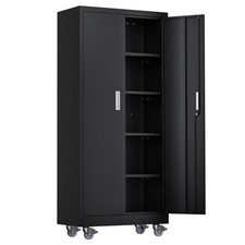 71" Tall Garage Tool Cabinet with Adjustable Shelves Wheels, 750 lbs Capacity