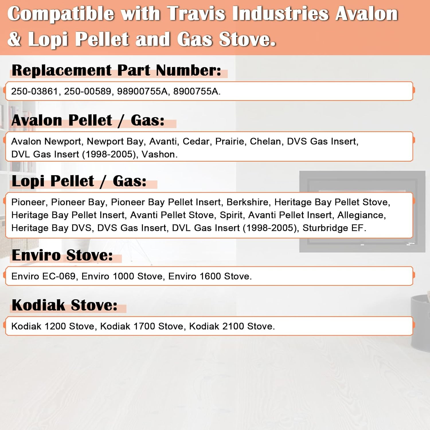 250-03861 Convection Blower for Travis Industries Avalon & Lopi Pellet and Gas S