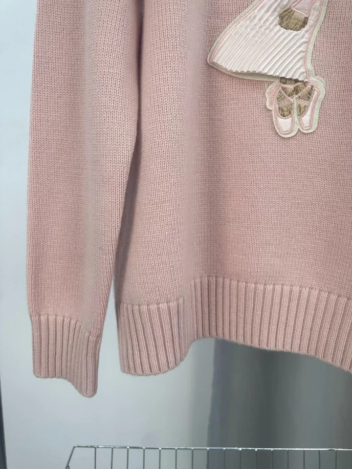 Polo Ralph Lauren Polo urso mistura de lã malha rosa suéter feminino G - Imagem 3 de 4
